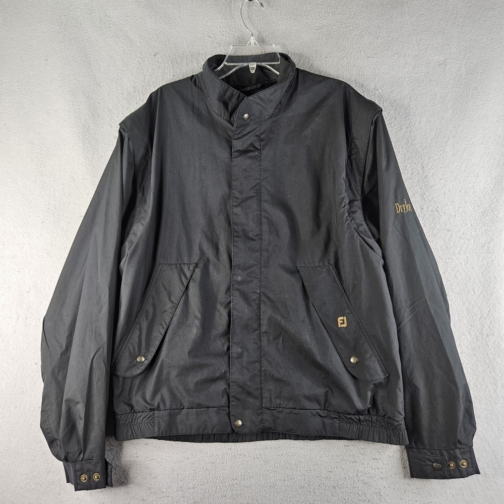 FootJoy Jacket Mens Large Black DryJoys Golf Waterproof Full Zip Lined Windproof